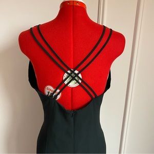 Vintage Gown, Fairweather, Black/Gold, Halter, Open Back Maxi, Women’s US M